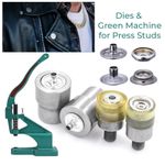 4 Parts Press Stud Setting Tool Dies Set + Green Hand Machine for Leather Crafts