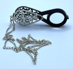 Fine Solid 925 Sterling Silver Folding Loupe Pendant Necklace. Hallmarked.
