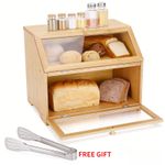 Bread Bin 2 Tiers Double Layer Box Slide Roll Top Food Storage Rack Home Kitchen