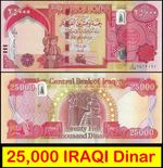 Iraqi Dinars 25000 IQD 25K Hybrid Polymer Banknote UNC Uncirculated New 2013-23