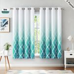 Beauoop Blackout Curtains for Bedroom Teal Ombre Curtains 54 Inch Drop Geometric