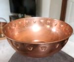 Vintage Copper Bowl 7.5" Hand Chased Punched Shell Decoration Raised Foot