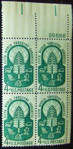 US 4c stamp SC #1156 5th World Forestry Congress MNH 1960 plate block