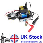 Electric Winch 12v 4500lb/2041kg Fiber Rope & Twin Wireless Remote Workshop UK