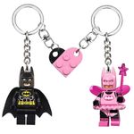 Exclusive Pink Fairy Batman Keychain Valentine Day Couple Gifts with Brick