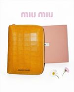 Vintage Miu Miu Yellow Croc Agenda Cover w/ Box & Tissue
