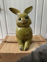 vintage Olive Green Rabbit shaped Cookie Jar by Doranne of California