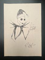 Tim Burton Drawing on old paper (Handmade) signed and stamped artwork