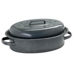 ProChef 4L Enamelled Oval Casserole Roasting Dish with Lid Oven Safe 230°C Grey