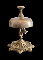 Antique Brass Desk Bell - hotel/desk/shop bell w/marble accents late Victorian