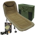 NGT XPR Fishing Bed Chair 6-Leg Recliner Fleece Lined Pillow Carp Bivvy