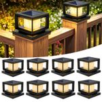 Outdoor Solar Powered LED Deck Post Light Garden Cap Square Fence Lamp 4*4 6*6''
