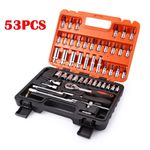 53pcs Car Motorcycle Repair Tool Case ,Ratchet Wrench Kit ,Hardware Wrench Set