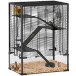 PawHut 4-Tier Hamster Cage w/ Deep Tempered Glass Bottom, 60 x 40 x 80cm