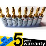 8XProfessional Banana Plugs HiFi Pro Quality 24K Gold plated Red/Black GB
