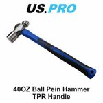 US PRO 40OZ Ball Pein Hammer With TPR Handle Mechanics / Engineers 3301