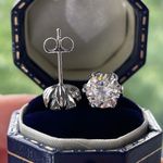 2.00Ct Round Cut Solitiare Diamond Push Back Stud Earrings 14K White Gold Finish