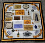 Veuve Clicquot 100% Silk Scarf  LABELS  DESIGN  Collectors Rare Unused No Origin