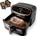 Duronic Air Fryer AF34 BG, 3 draws Included, Dual Zone Black and Rose Gold Famil