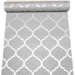 Silver Geometric Trellis Wallpaper Glitter Shimmer Textured Slightly Imperfect