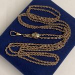 16g Vintage Gold filled Fob Slide Necklace Vtg 24” 48” 8mm Gf victorian