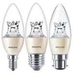 Philips LED Diamondspark DimTone Candle Bulb 2700K-2200K- Choose B22/E27/E14