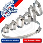 Genuine Jubilee® Hose Clips Clamps Worm Drive Stainless Mild Steel Zinc Plated