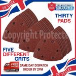30 SANDING PADS TRIANGULAR MIXED GRADE SANDER DELTA PALM MOUSE DETAIL SAND PAPER