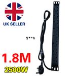 8 way UK PDU - 1U 19" Rackmount Power Distribution Unit - Horizontal or Vertical