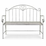 Garden Bench Seat Patio Furniture Foldable Grey Metal Vintage Antique Outdoor