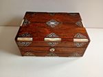 Antique Wooden Work Box, Mother of Pearl Inlay For Restoration