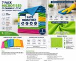 7 Pack Microfibre Cleaning Cloths 25x25cm Reusable Absorbent Lint Free