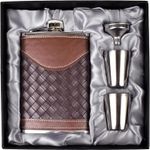 Hip Flasks for Men 8Oz Leather Flask Gift Set,304 Stainless Steel Flask Set W/Fu