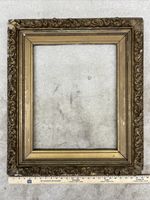 Vintage Wood Carved Paintin Gold Highlight Frame Oil Crafter 16”x20” Patina VTG