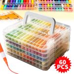 60 Colours Acrylic Paint Pens Soft Brush Tip Acrylic Marker Pens Paint Marker UK