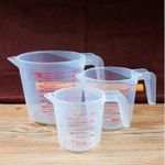250/500/1000ML Set of 3 Measuring Cups Jug Clear Baking Kitchen Set Flour Water