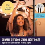 Holiday Styling String Light Pole - Outdoor Metal Poles with Hooks for Hangin...