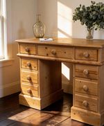Quality Vintage pine desk with 9 Drawers Country Farmhouse style