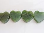 4 x Nephrite Jade Green Heart Beads 15mm Horizontal Drilled Semiprecious Stones