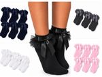Pack Of 3,6 Girls Tutu Lace Frilly Ankle Socks Ruffle Party School Dress Socks