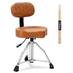 Hydraulic Drum Throne Stool with Backrest Padded Seat Height Adjustable + Sticks