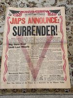 WWII VTG 1945 NEWSPAPER “JAPS ANNOUNCE:SURRENDER!” August 14 1945 Detroit News