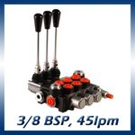3 Bank Hydraulic Monoblock Lever Spool Valve, D/Act, 1/2 / 3/8 BSP Ported, 45lpm