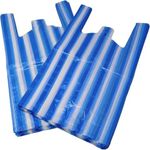 Blue Candy Stripe Reusable Plastic Vest Carrier Bag for Shopping Grocery