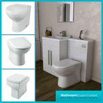 L Shape White Bathroom Furniture Suite Resin Basin BTW Toilet Vanity WC Unit