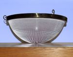 Rare Antique 14" Holophane Blondel Stiletto Prismatic Glass Plafonner Bowl+ Ring