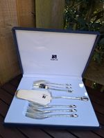 Silea Cake Forks And Slice 7 Piece Set Silver Plated Coffee Beans Vintage Boxed