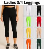 Women Ladies Cropped 3/4 Capri Length Leggings Summer Plus Size UK 8-22