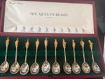 Rare Solid Sterling Silver Comyns London Queens Beasts Spoon Set Silver Wedding 