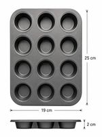 12 Cup Non-Stick Mini Muffin Tray Cupcake Baking Tin Oven Pan 25 X 19 X 2 CM